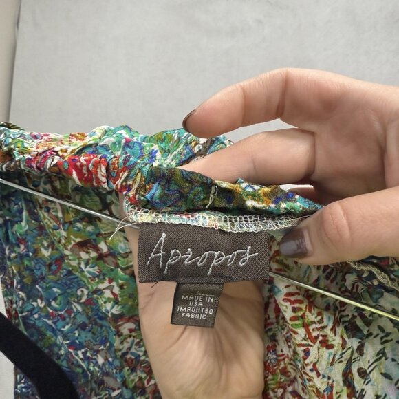 Apropos Skirt Womens Small Multicolor Crinkle Boho Abstract Made USA Patchwork - Picture 2 of 8